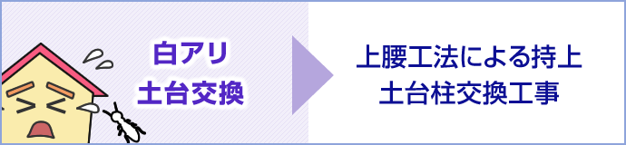 【白アリ・土台交換】 上腰工法による持上土台柱交換工事